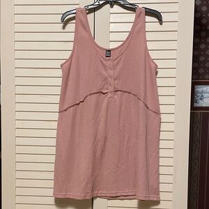 SHEIN Dusty Pink snap quarter roomy waffle weave Tank Top